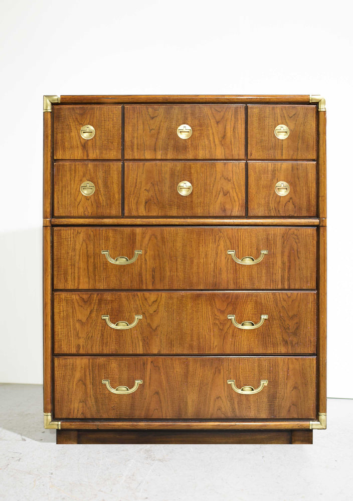 Mid Century Campaign Highboy Chest Accolade Collection by Drexel