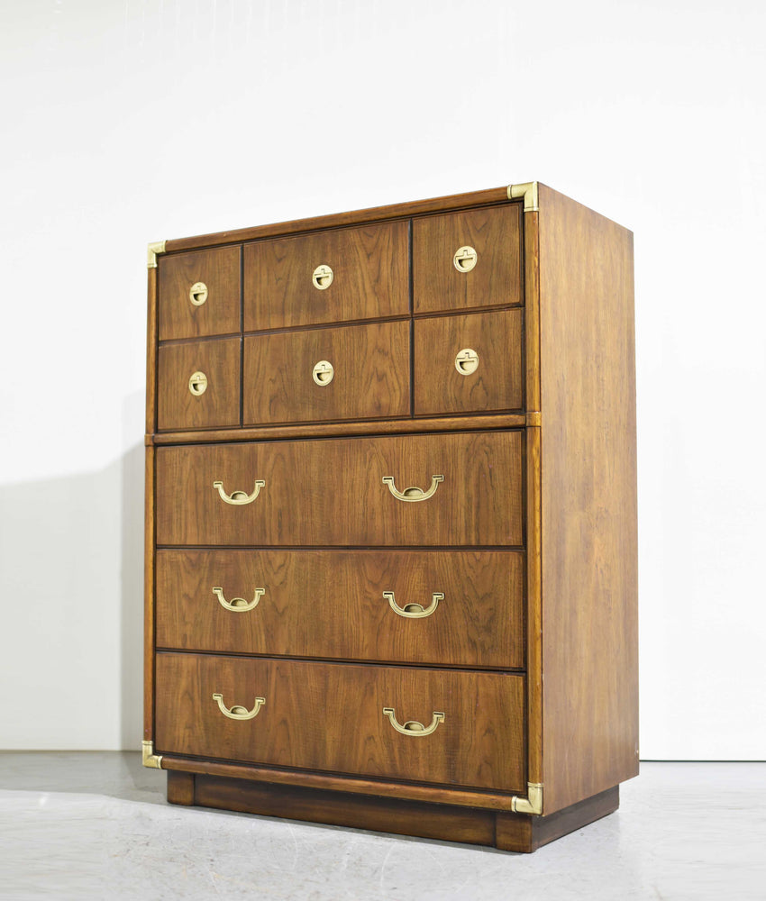 Mid Century Campaign Highboy Chest Accolade Collection by Drexel