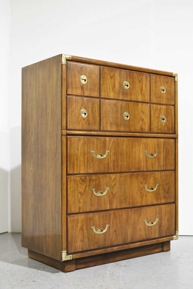 Mid Century Campaign Highboy Chest Accolade Collection by Drexel