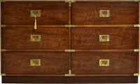 Mid Century Campaign Lowboy Dresser Brigade Collection by Drexel Heritage