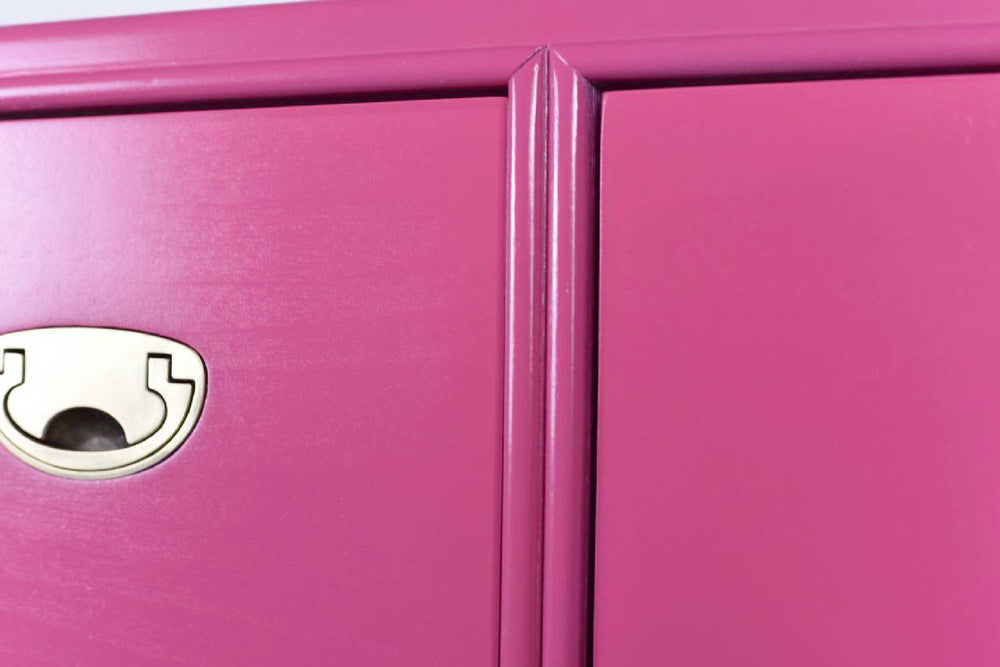 Mid Century Campaign Lowboy Dresser Passage Collection by Drexel in Pink - Newly Painted