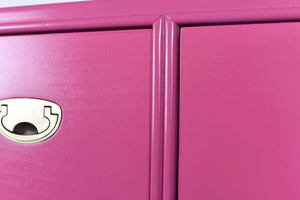 Mid Century Campaign Lowboy Dresser Passage Collection by Drexel in Pink - Newly Painted