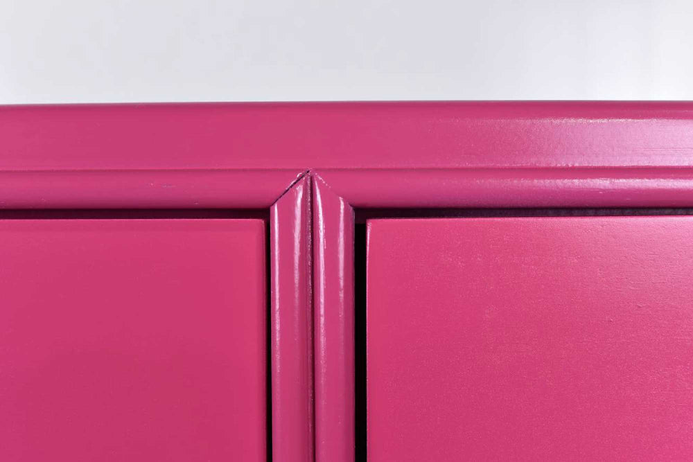 Mid Century Campaign Lowboy Dresser Passage Collection by Drexel in Pink - Newly Painted