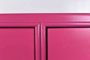 Mid Century Campaign Lowboy Dresser Passage Collection by Drexel in Pink - Newly Painted