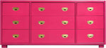 Mid Century Campaign Lowboy Dresser Passage Collection by Drexel in Pink - Newly Painted