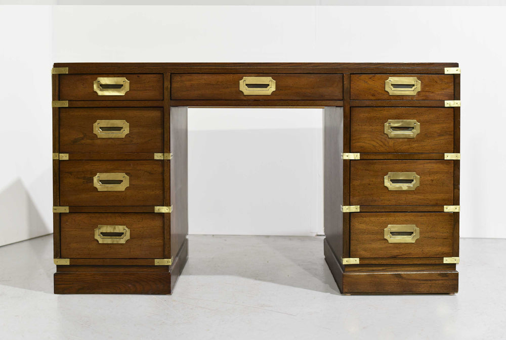 Mid Century Campaign Partner Desk by Sligh Furniture