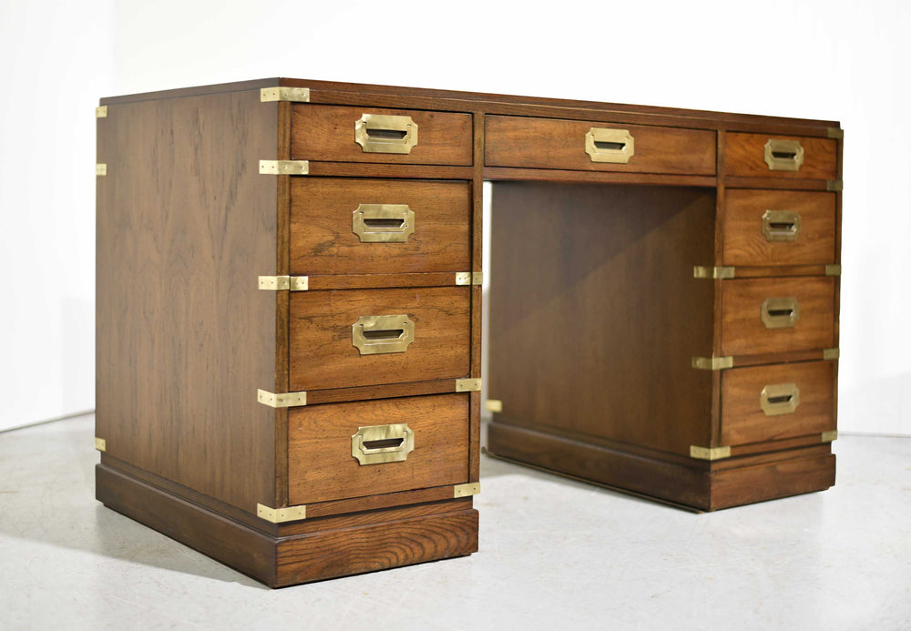 Mid Century Campaign Partner Desk by Sligh Furniture