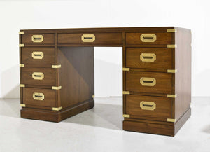 Mid Century Campaign Partner Desk by Sligh Furniture