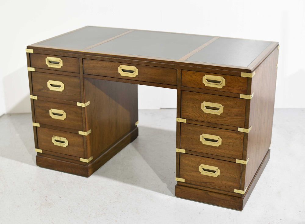 Mid Century Campaign Partner Desk by Sligh Furniture