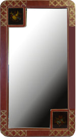 Mid Century Chin Hua Wall Mirror in Red