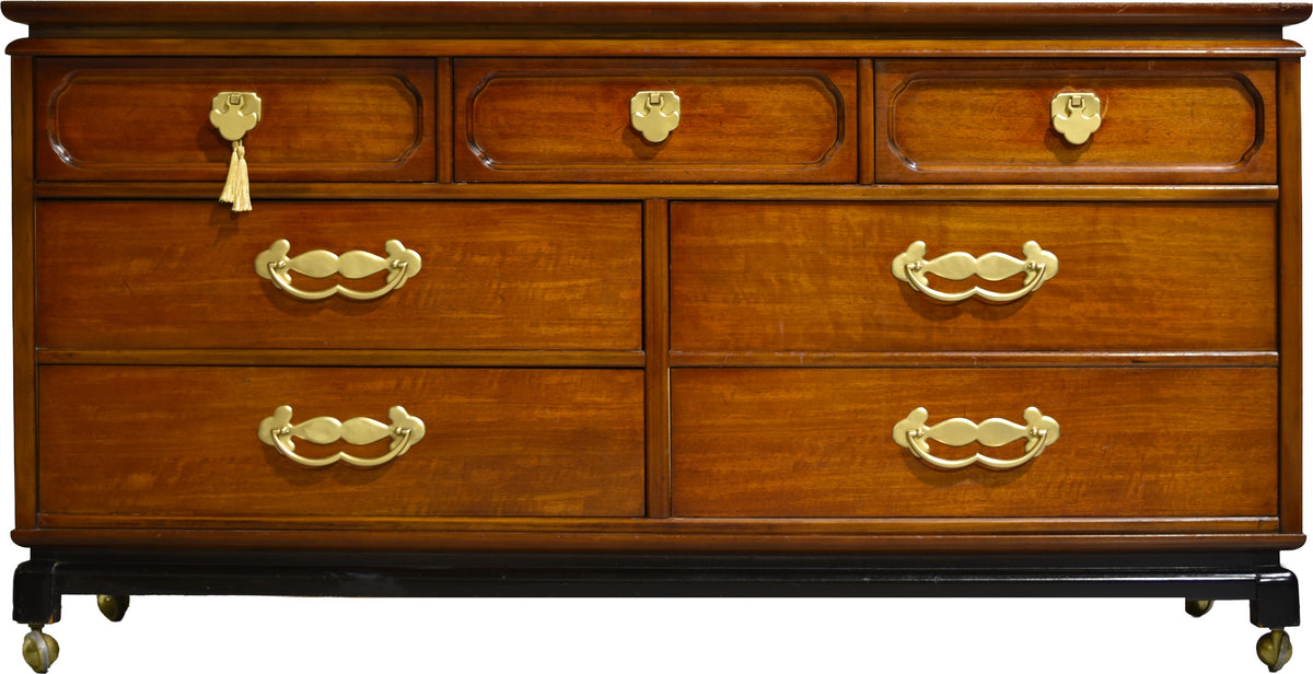 Mid Century Chinoiserie 7 Drawer Dresser by Bassett Furniture