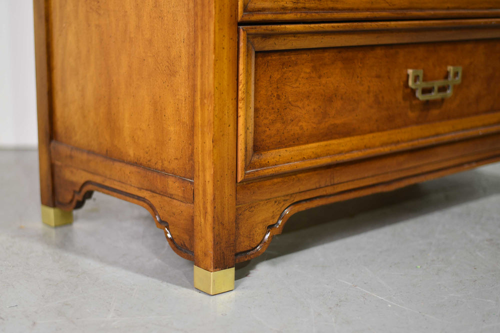 Mid Century Chinoiserie Burlwood Highboy Mandarin Collection by Henry Link