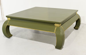Mid Century Chinoiserie Coffee Table Green and Gold - Newly Painted
