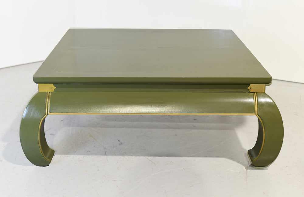Mid Century Chinoiserie Coffee Table Green and Gold - Newly Painted