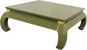 Mid Century Chinoiserie Coffee Table Green and Gold - Newly Painted