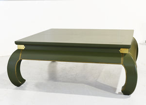 Mid Century Chinoiserie Coffee Table Green and Gold - Newly Painted