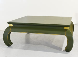 Mid Century Chinoiserie Coffee Table Green and Gold - Newly Painted