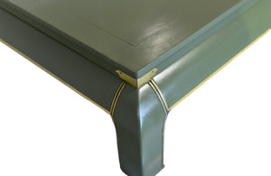 Mid Century Chinoiserie Coffee Table Green and Gold - Newly Painted