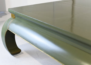 Mid Century Chinoiserie Coffee Table Green and Gold - Newly Painted