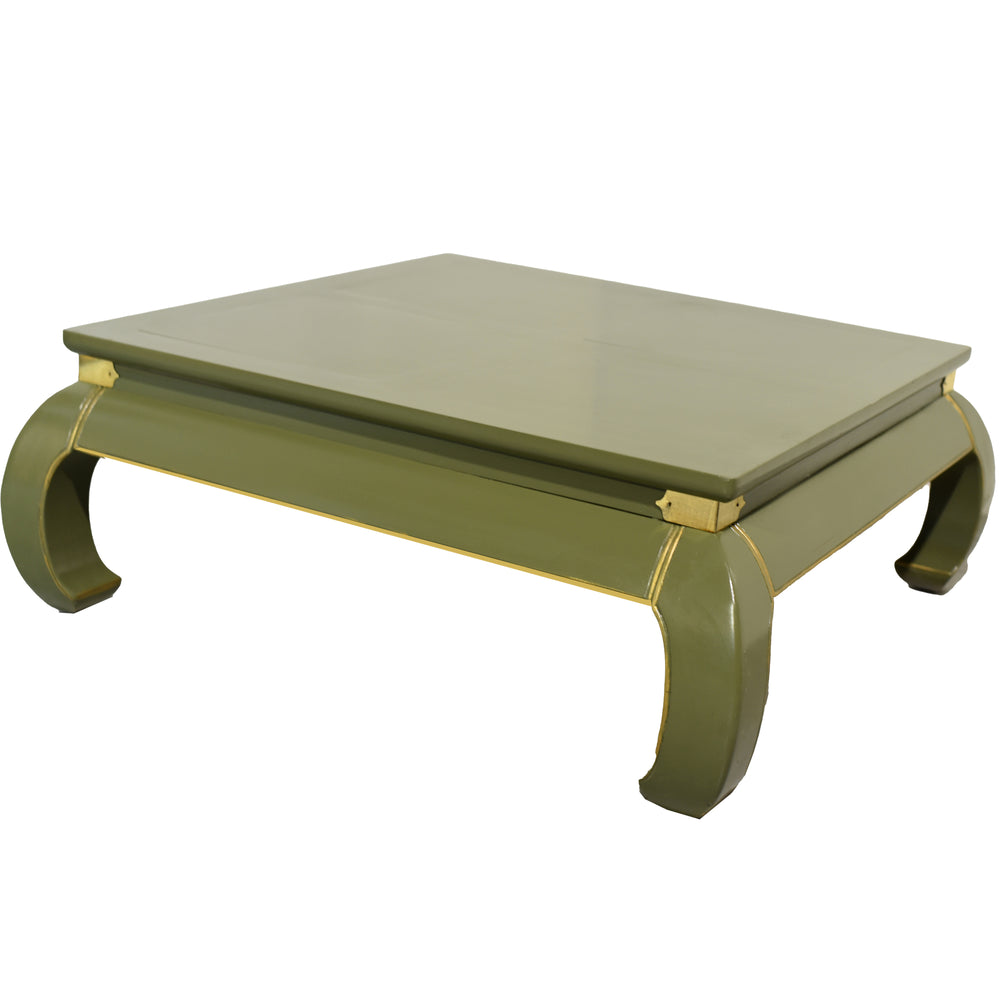 Mid Century Chinoiserie Coffee Table Green and Gold - Newly Painted