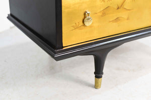 Mid Century Chinoiserie Gold Leafed 4 Drawer Chest by Johnson Furniture Grand Rapid