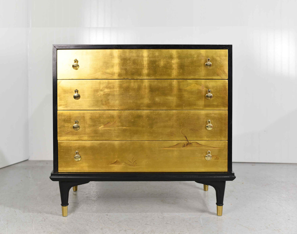 Mid Century Chinoiserie Gold Leafed Chest by Johnson Furniture Grand Rapids
