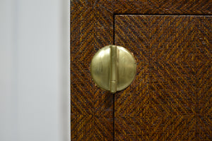 Mid Century Chinoiserie Grasscloth Buffet Sideboard