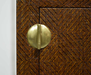 Mid Century Chinoiserie Grasscloth Buffet Sideboard
