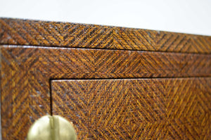 Mid Century Chinoiserie Grasscloth Buffet Sideboard