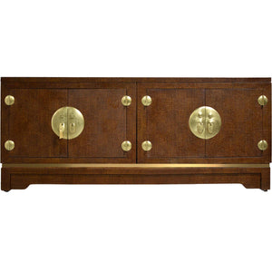 Mid Century Chinoiserie Grasscloth Buffet Sideboard