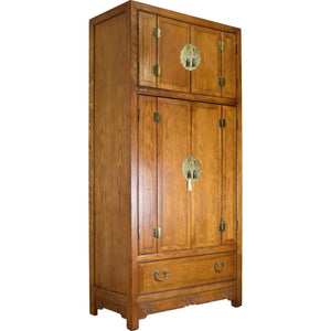 Mid Century Chinoiserie Oak Armoire The Sobota Collection by Century Furniture