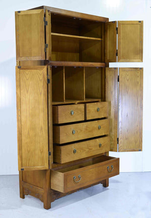 Mid Century Chinoiserie Oak Armoire The Sobota Collection by Century Furniture