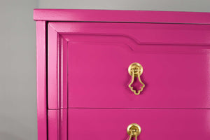 Mid Century Chinoiserie Style Highboy Dresser in Pink - Newly Painted