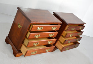 Mid Century Chippendale Style Cherry Nightstands - A Pair