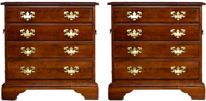 Mid Century Chippendale Style Cherry Nightstands - A Pair