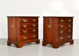 Mid Century Chippendale Style Cherry Nightstands - A Pair