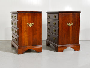 Mid Century Chippendale Style Cherry Nightstands - A Pair