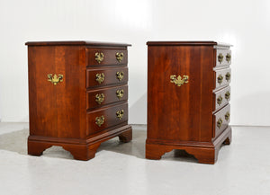 Mid Century Chippendale Style Cherry Nightstands - A Pair