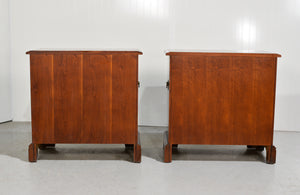 Mid Century Chippendale Style Cherry Nightstands - A Pair