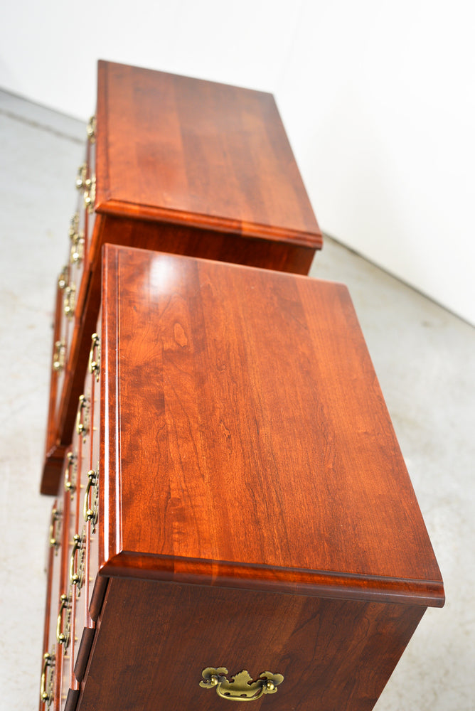 Mid Century Chippendale Style Cherry Nightstands - A Pair