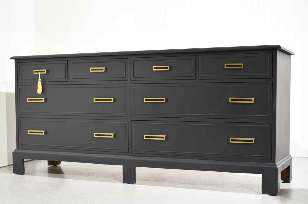 Mid Century Chippendale Style Dresser Sheffield Manor Collection by Dixie Furniture in Black