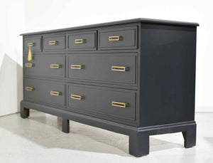 Mid Century Chippendale Style Dresser Sheffield Manor Collection by Dixie Furniture in Black