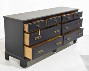 Mid Century Chippendale Style Dresser Sheffield Manor Collection by Dixie Furniture in Black