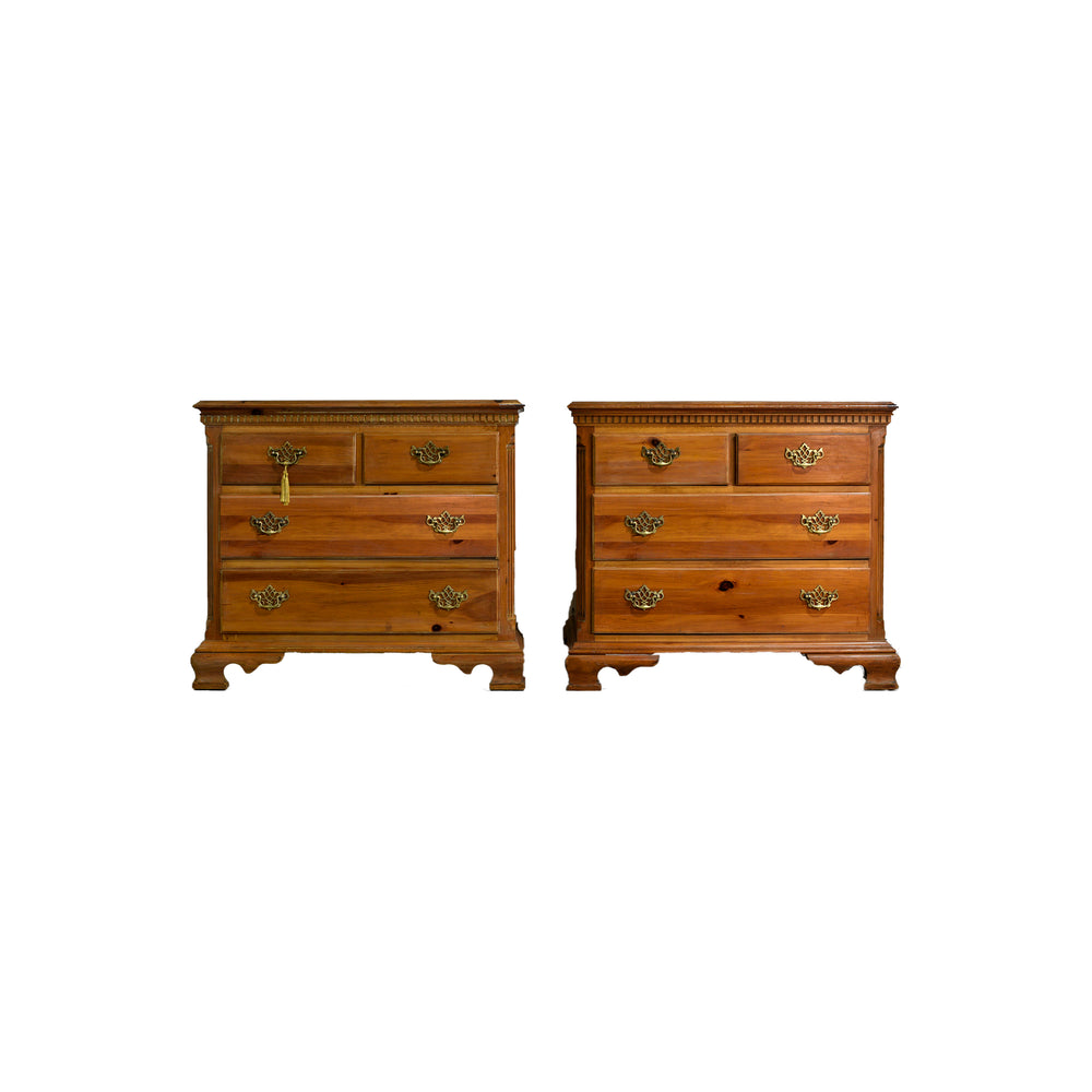 Mid Century Chippendale Style Knotty Pine Chests by American of Martinsville - A Pair