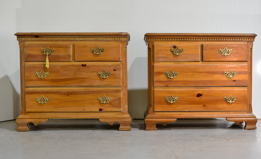 Mid Century Chippendale Style Knotty Pine Chests by American of Martinsville - A Pair