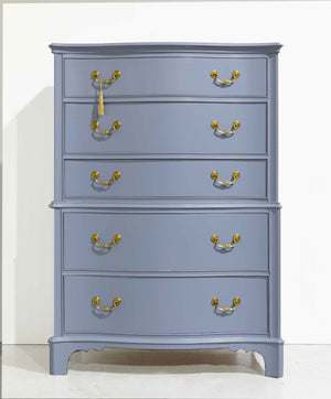 Mid Century Colonial Style Mahogany 5 Drawer Highboy by Berkey and Gay - Newly Painted