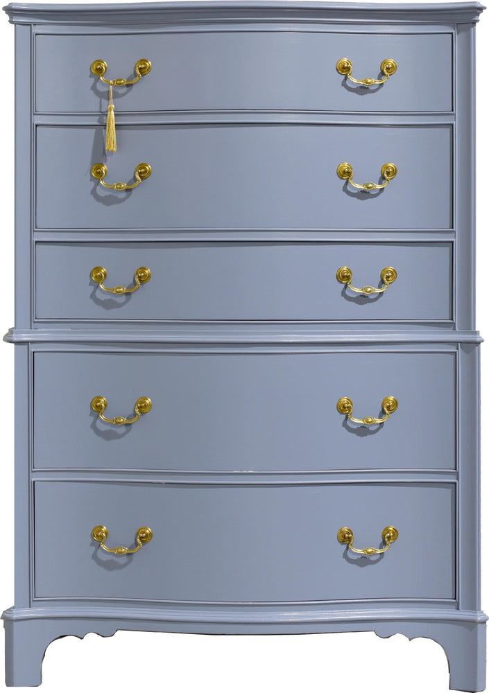 Mid Century Colonial Style Mahogany 5 Drawer Highboy by Berkey and Gay - Newly Painted