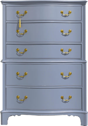 Mid Century Colonial Style Mahogany 5 Drawer Highboy by Berkey and Gay - Newly Painted