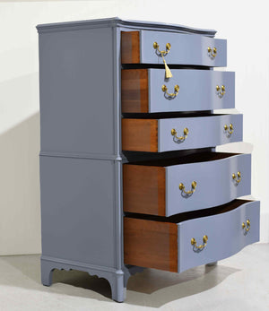 Mid Century Colonial Style Mahogany 5 Drawer Highboy by Berkey and Gay - Newly Painted