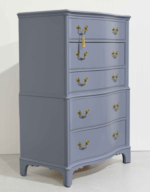 Mid Century Colonial Style Mahogany 5 Drawer Highboy by Berkey and Gay - Newly Painted